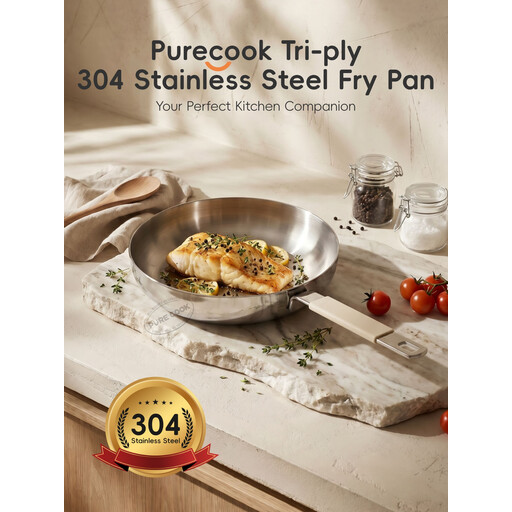 PURECOOK 三层复合 304 不锈钢煎锅 22 cm