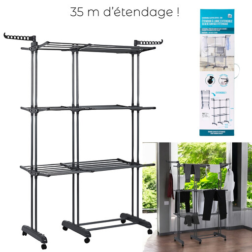 ?tendoir Tour Extensible 3 Niveaux 35M