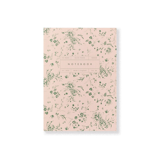 Katie Leamon A5 Notebook Lined Paper 100GSM Blush & Light Green Floral