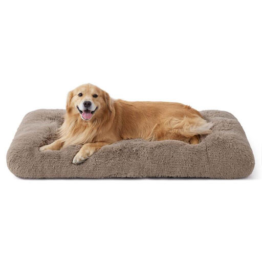 BEDSURE PetPad Solid Color Plush Dog Cage Pad, Camel, 119x74cm XXL