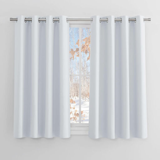PONY DANCE Blackout Curtains with Eyelet, 2 Panels W140 x L145 cm, Greyish White