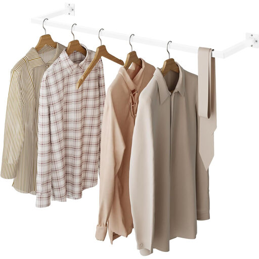 eSituro Wall-Mounted Clothes Rail in White