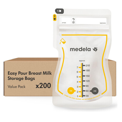 MEDELA Easy Pour - Breast Milk Storage Bags, 210 ml, Pack of 100