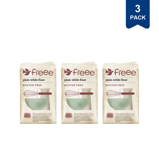 Freee By Doves Farm Free From Gluten Plain White Flour, three 1kg packs