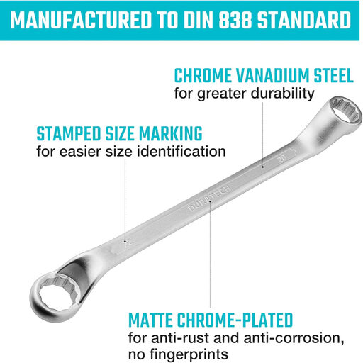 DURATECH 8-Piece Offset Double Ring Spanner Set 6-22 mm