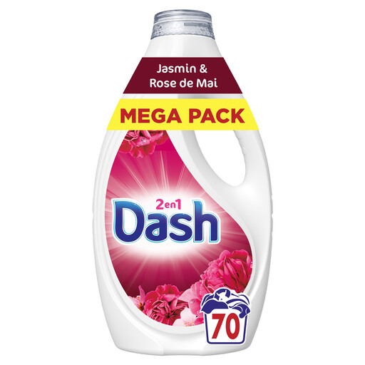 Dash 2en1 Lessive Liquide, Jasmin & Rose de Mai, 70 Lavages