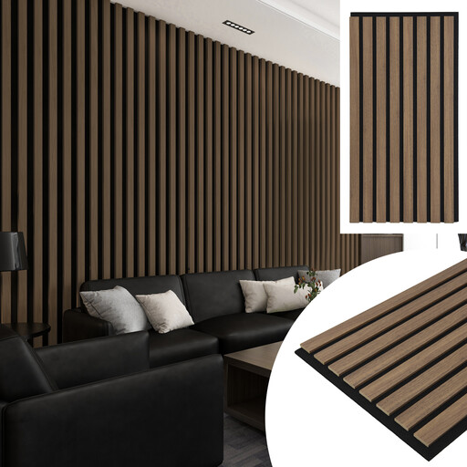 3D Acoustic Panels in Dark Walnut Finish