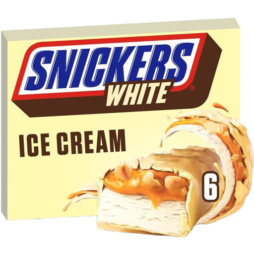 Snickers White Ice Cream Bars White Chocolate Peanut - 6 stuks