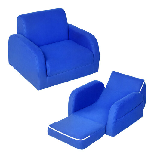 HOMCOM Children's Armchairs Kids Toddler Sofa Chair 2 In 1 Sofa Bed, Blue
