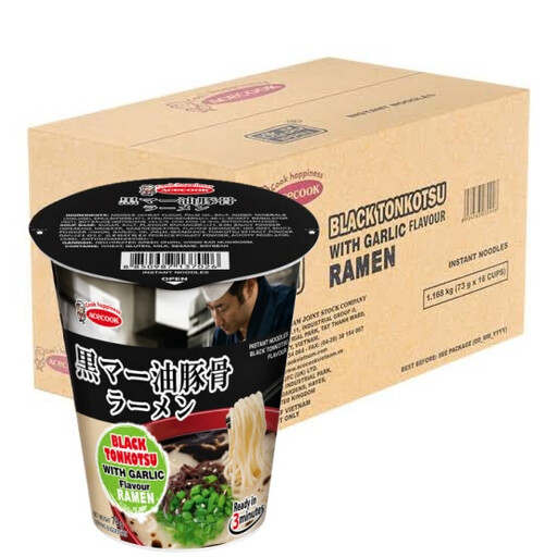 Acecook Ippin Instant Noodles in Cup Black Tonkotsu Flavour
