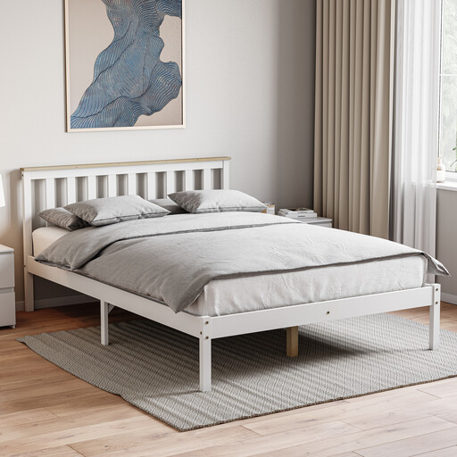 Vida Designs Bed Frame Milan Wooden Low Foot White/Pine Double