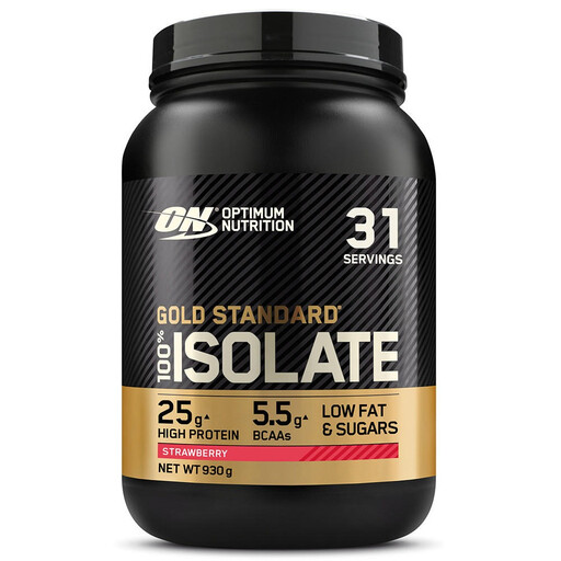 Poudre Optimum Nutrition Gold Standard 100% Isolate goût fraise, pot de 930 g