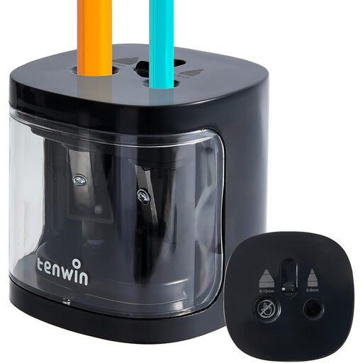 tenwin Electric Pencil Sharpener, Double Hole Battery Operated