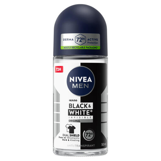 Nivea Men Black & White Original Protection 72h Underarm Deodorant RollOn 50 ml