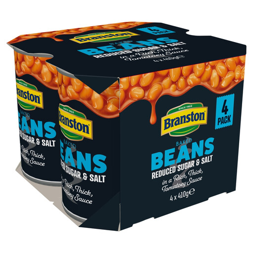 Branston Reduced Sugar & Salt Baked Beans, 4 x 410g