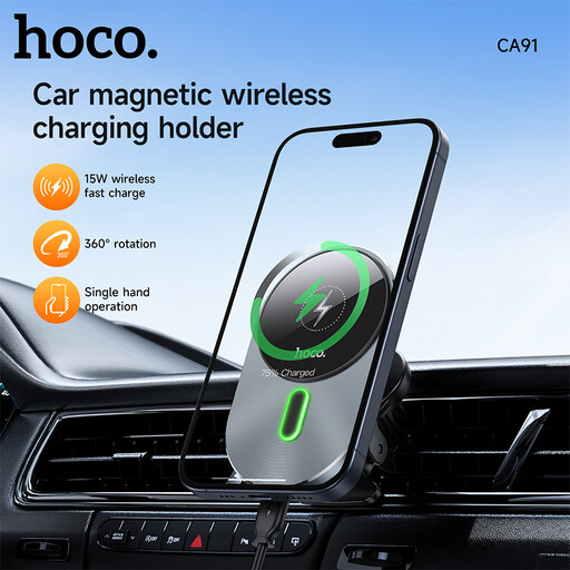 HOCO CA91 Magic Magnetic Wireless Fast Charging Car Holder