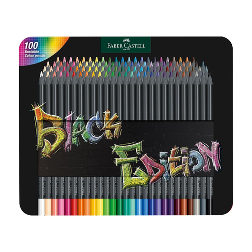 Faber-Castell Black Edition coloured pencils, 100 pieces in tin case
