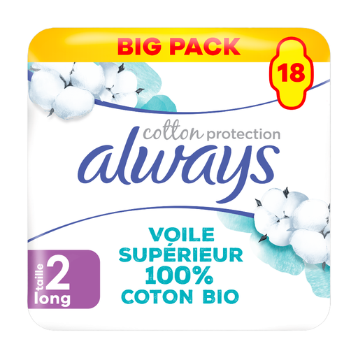 Always Serviettes Bio Cotton Protection Bigpack Long Plus