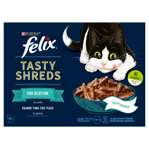 Felix Tasty Shreds Fish Selection in Gravy Wet Cat Food
