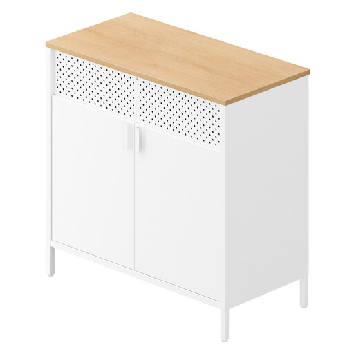 Ochama Matte White & Camel Yellow Metal Storage Cabinet