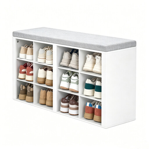 Banc à chaussures HaluPeit avec assise et 12 compartiments