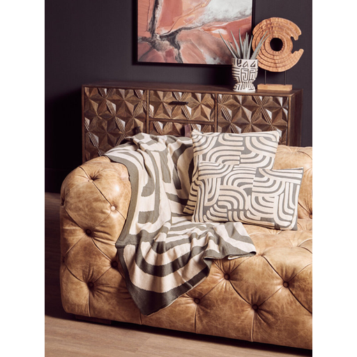 Bosie Cushion Ozella Embroidered Green/Cream Square