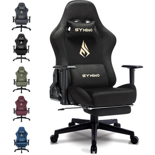 SYMINO Gaming Chair aus atmungsaktivem Stoff in Felloptik