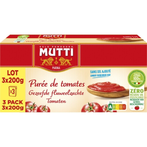 MUTTI Tomato Puree Zero Pesticides 3x200g