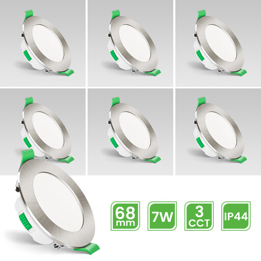 ALIPODLAX LED Einbaustrahler, IP44, Nickel gebürstet, 3CCT