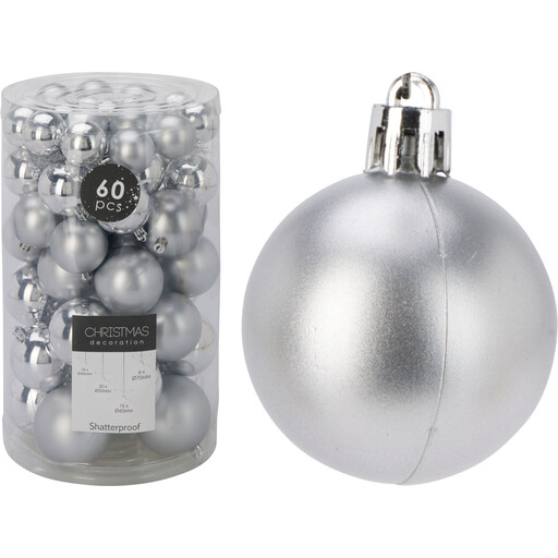 XMAS BALLS SET 60PCS SILVER
