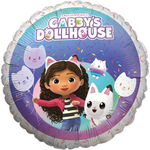 Party Factory Gabby’s Dollhouse Metallic Foil Balloon, 45cm, Round, Pandy Paws & Cupcake Cat