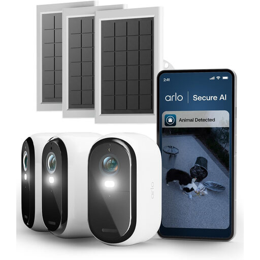 Arlo VMK3380-100EUS 2K WiFi Outdoor Essential 3 Security Camera, 3-Camera and 3-Solar Panel Kit, White