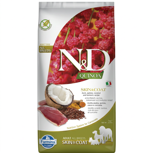 Croquettes Farmina Quinoa Skin & Coat au Canard pour chien adulte