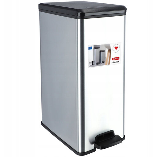 Curver Decobin Slim Waste Bin - 40 Liter - Metallic