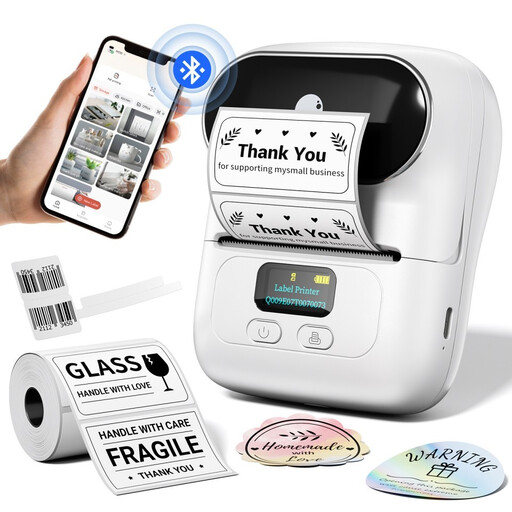Phomemo M110 Portable Printer Label Maker for Product Label and Logo Sticker - with 1unit label roll
