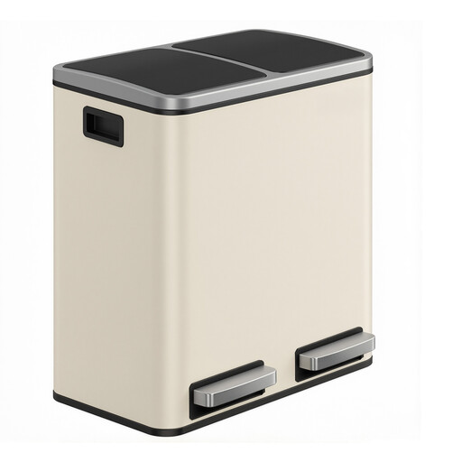ochama Double Pedal Trash Can, 2 x 15L
