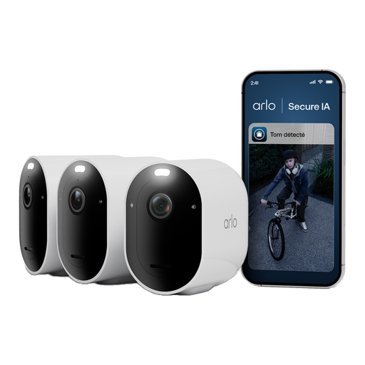 Arlo VMC4370P-100EUS Pro 6 2K+ WiFi Outdoor Security Camera, 3-Camera Kit White