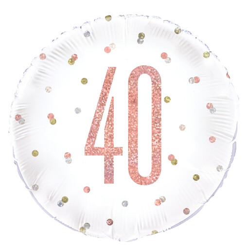 Unique Glitz 40th Birthday Balloon, Rose Gold, 45cm