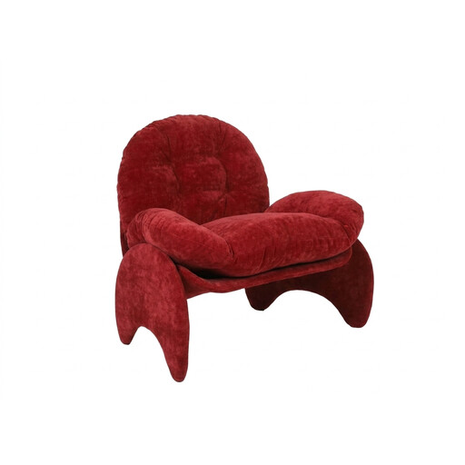 URBAN MEUBLE Retro-Loungesessel in Weinrot mit gew?lbtem Sockel