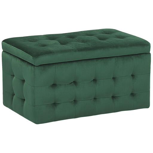 Beliani Velvet Storage Ottoman Green MICHIGAN