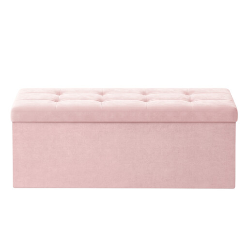 Ochama x SONGMICS Pink Velvet Storage Ottoman