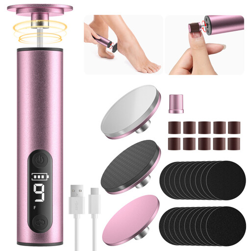 Electric callus remover, 9 speed settings with nano-glass sanding heads