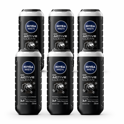 NIVEA Men Active Clean Shower Gel 250 ml 6-pack