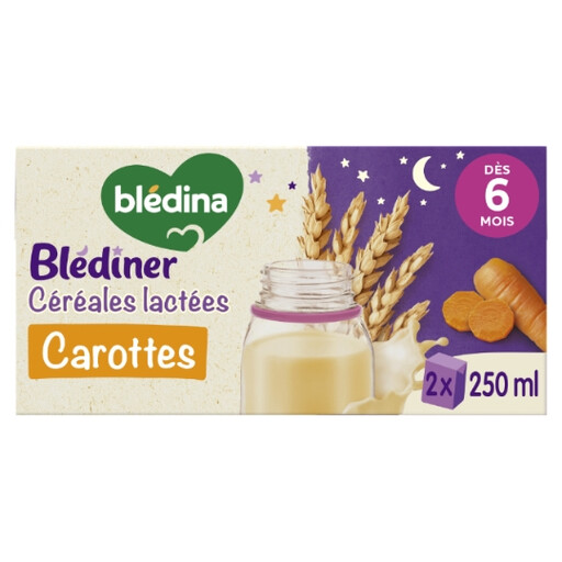 BLEDINA Fine Wheat Carrot Baby Cereal Cubes 6+ Months 2 x 250 ml