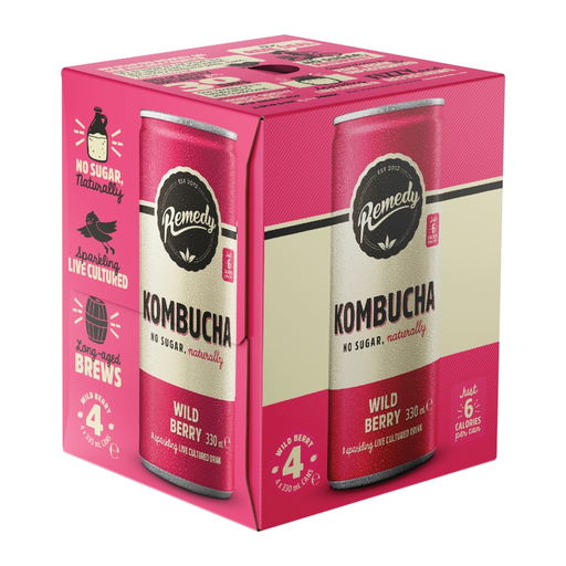 Remedy Kombucha Wild Berry 4 x 330ml