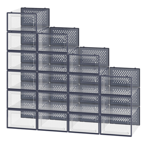 JOYFURNOS Set of 18 Stackable Sneaker Storage Boxes