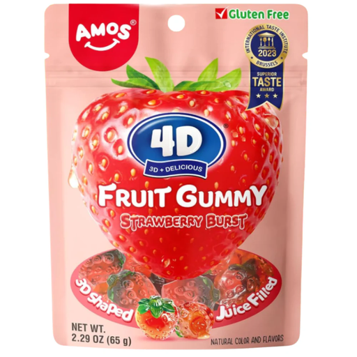 Amos 4D Fruit Gummies Strawberry Flavor 65 g