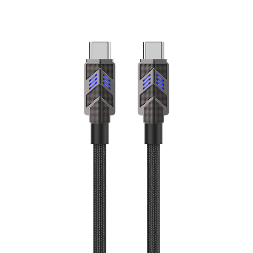 PAVAREAL Q53CTC100W automatic power-off&colour changing zinc alloy super fast charging data cable black