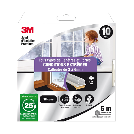 3M Premium Silicone Weatherstrip Clear 6m