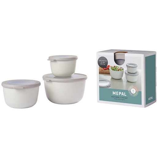 Mepal Cirqula Multi Bowl Set - 3 pcs, 500 ml, 1000 ml, 2000 ml, Nordic White